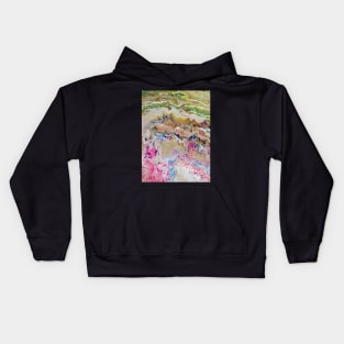 Pink blue tan and green abstract Kids Hoodie